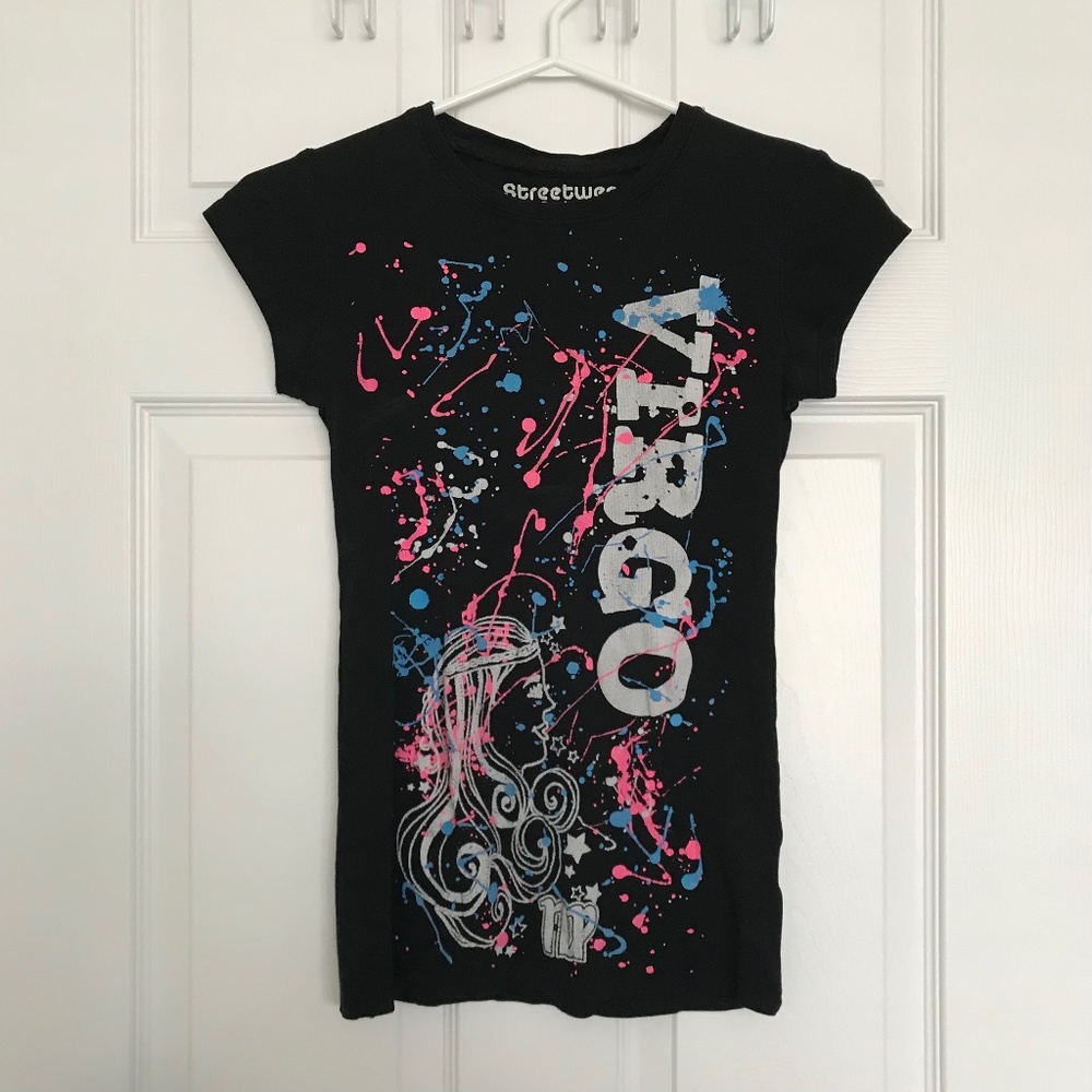 Streetwear Society 100% Cotton VIRGO Tee S Cotton Paint Splash Short Sleeve